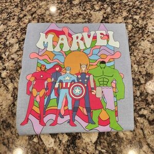 Marvel Avengers TShirt Women Medium Blue Pastel Hulk Thor Captain America